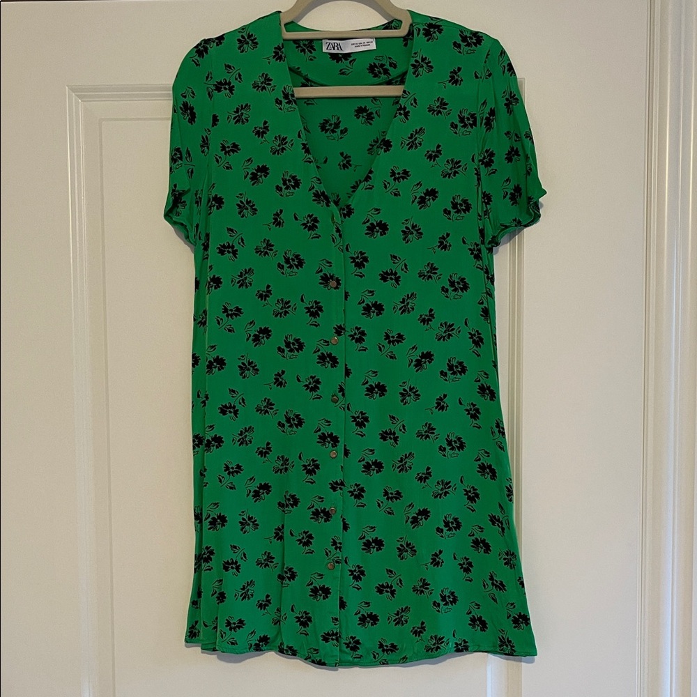Zara Vibrant Green Floral Dress
